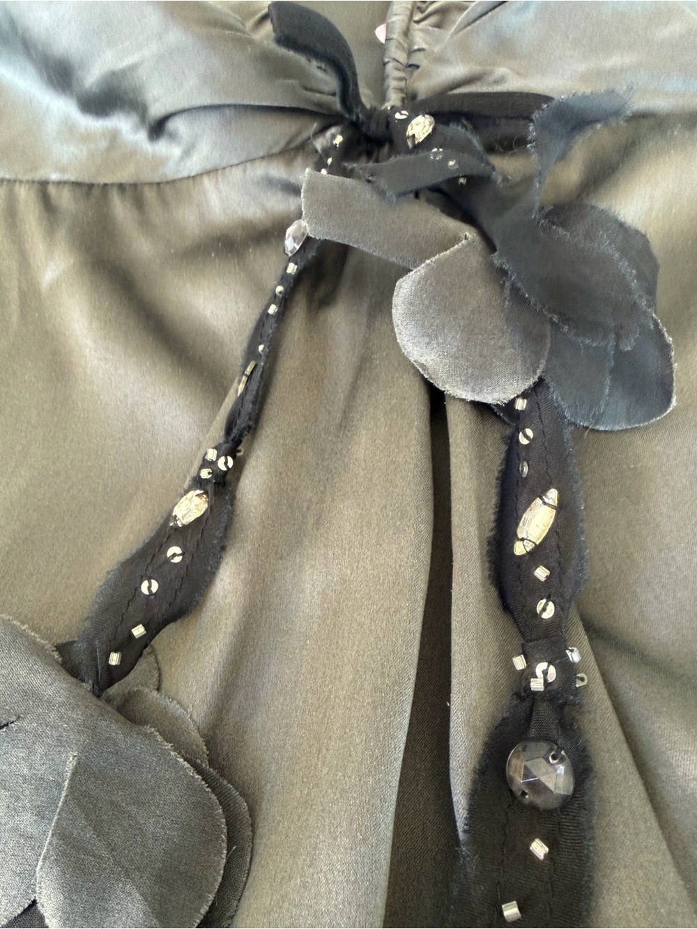 Rebecca Taylor Silver Dress with Flower Detail - Picture 4 of 4